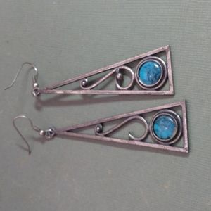 Signed Sancrest Faux Turquoise Earrings